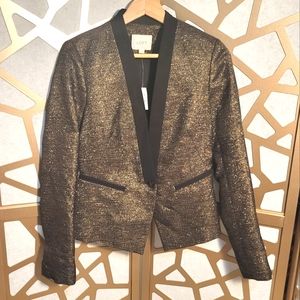 NWT LOFT Metallic Gold Bronze & Black Blazer